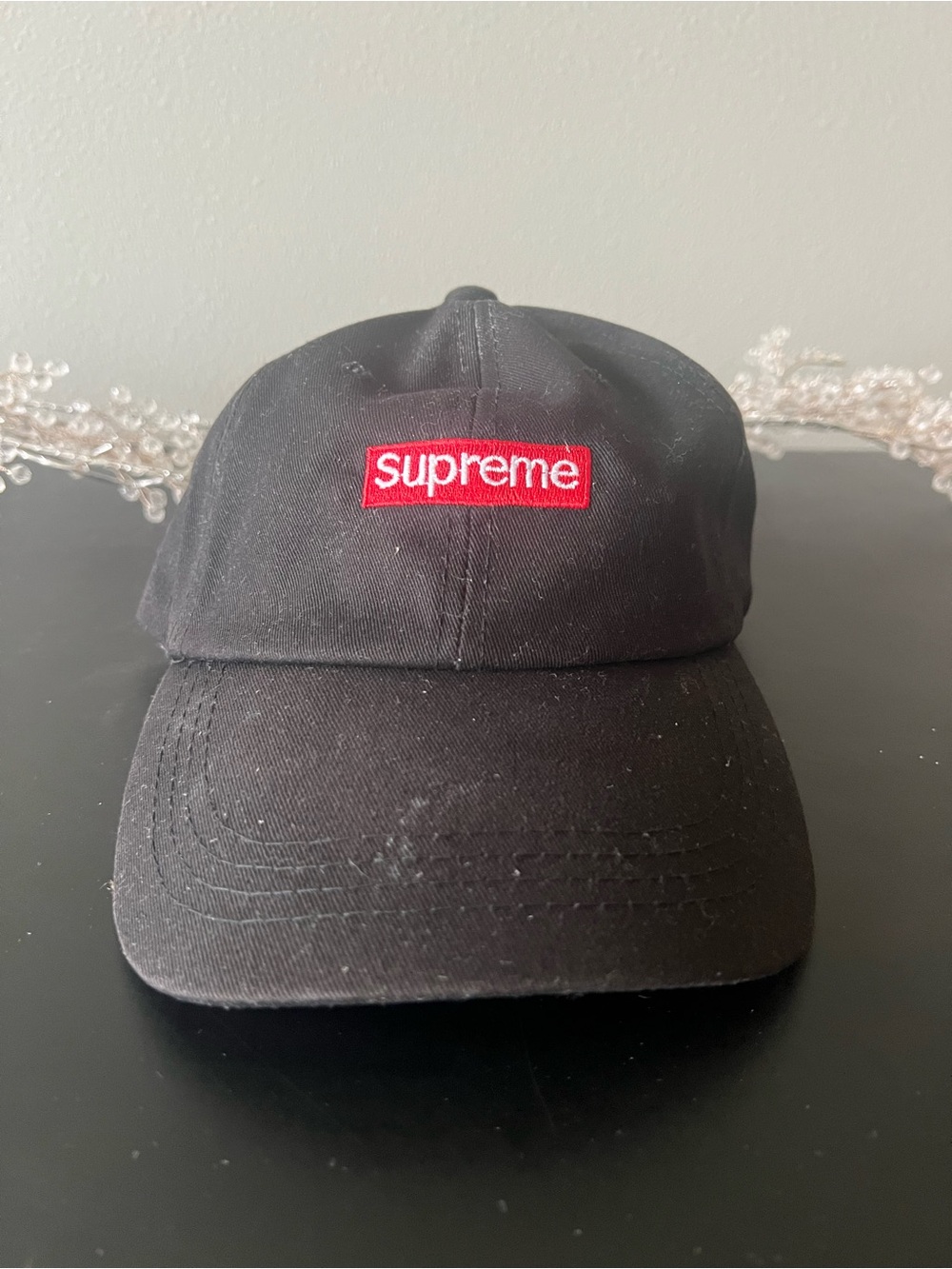 Supreme Black Cap with Red Box Logo